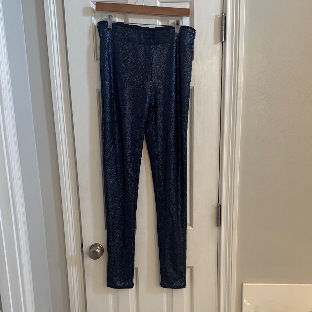NWT May & July Midnight Blue Sequin Leggings